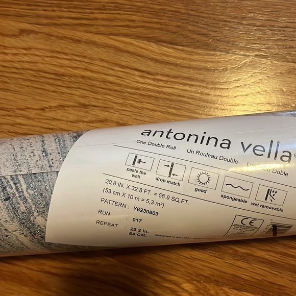 Antonina Vella Natural Opalescence Ebru Marble Wallpaper Blue NIP - Picture 5 of 13